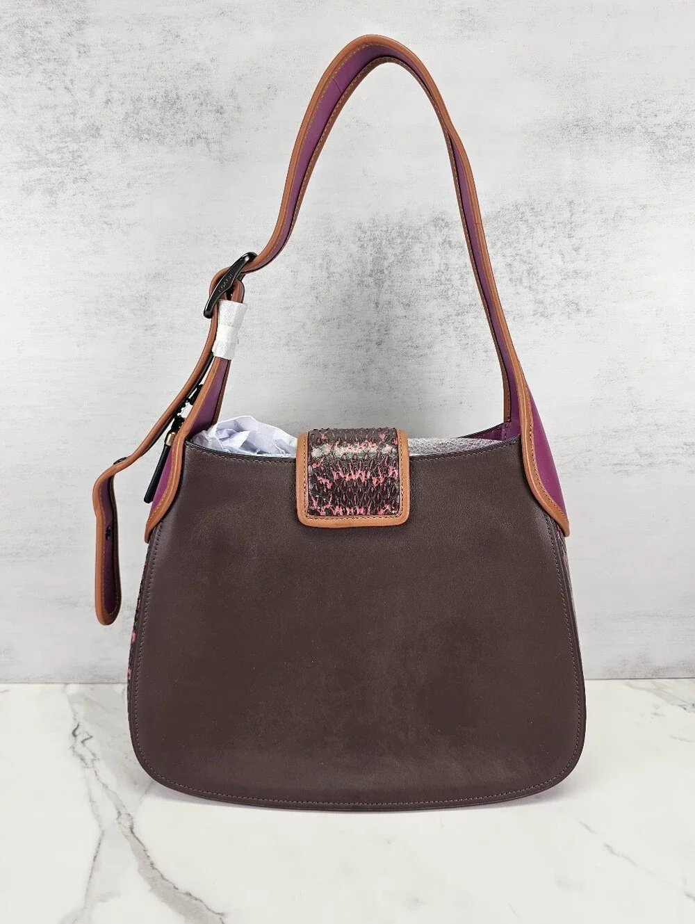 Coach Courier Hobo Bag With Snakeskin Trim - NWT